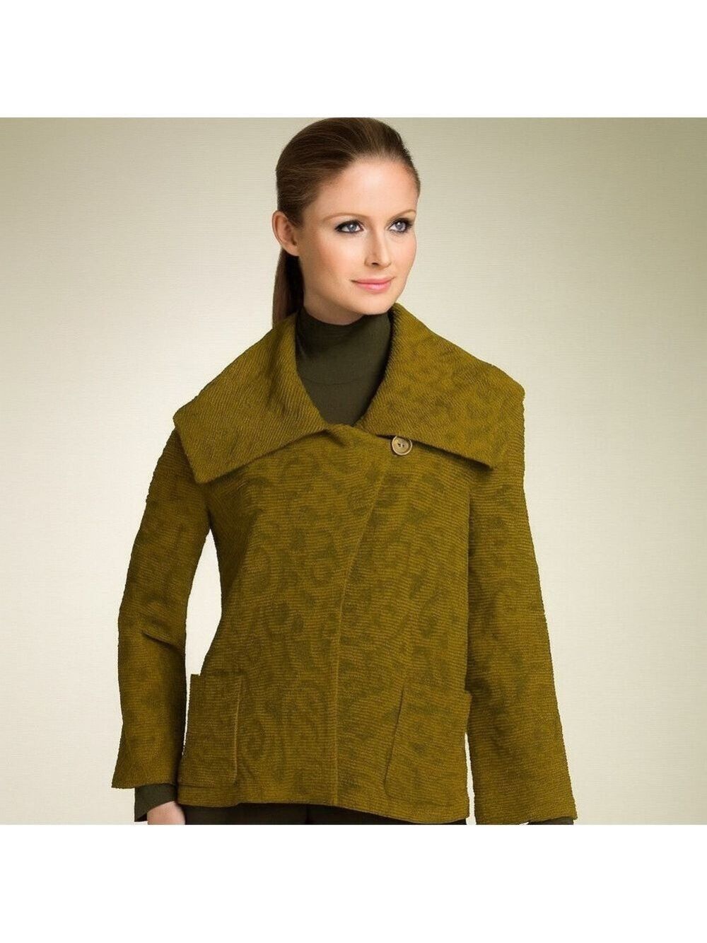 St. John Olive Scroll Tapestry Wool Blend Jacket - Picture 2 of 12